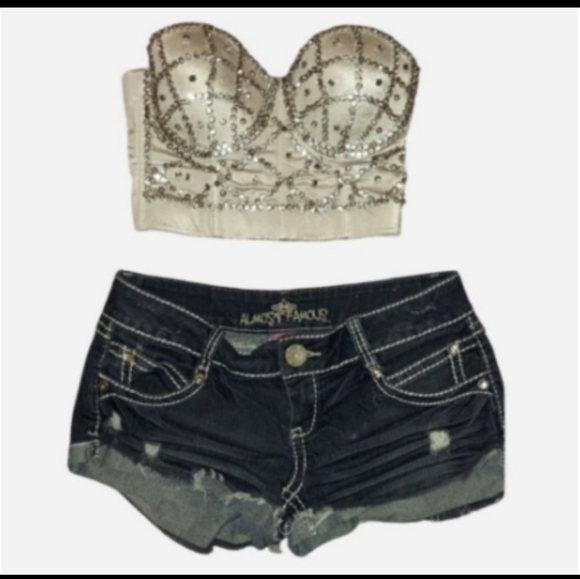 White Rhinestone Corset Bustier Top - Picture 3 of 15